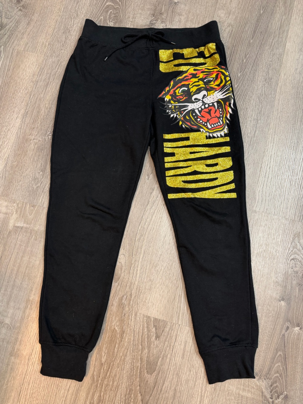Vintage Ed Hardy Black Sweatpants with Tiger Graphic
